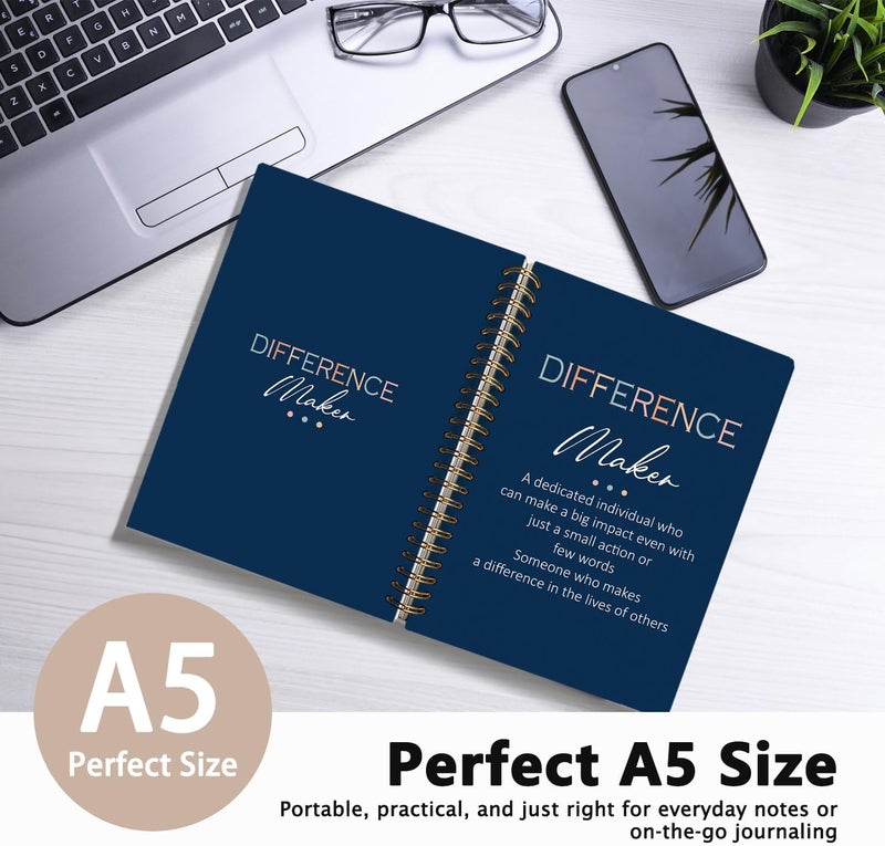 WLIANG Difference Maker Gift Notebook Journal, Appreciation Gifts for Coworkers Teacher Mentor Boss Coach, Coworker Gifts, Thank You Gifts for Women Men Spiral Notebook 5.5x8.3 Inch(Navy blue) - Image 2